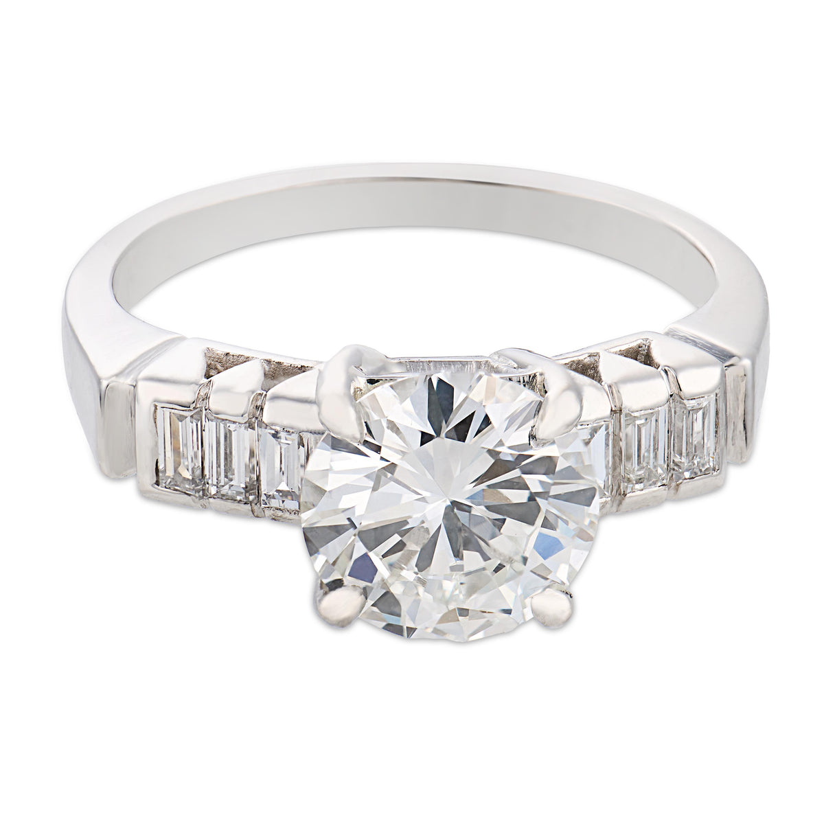 Art Deco Platinum Diamond Engagement Ring 1.59ct