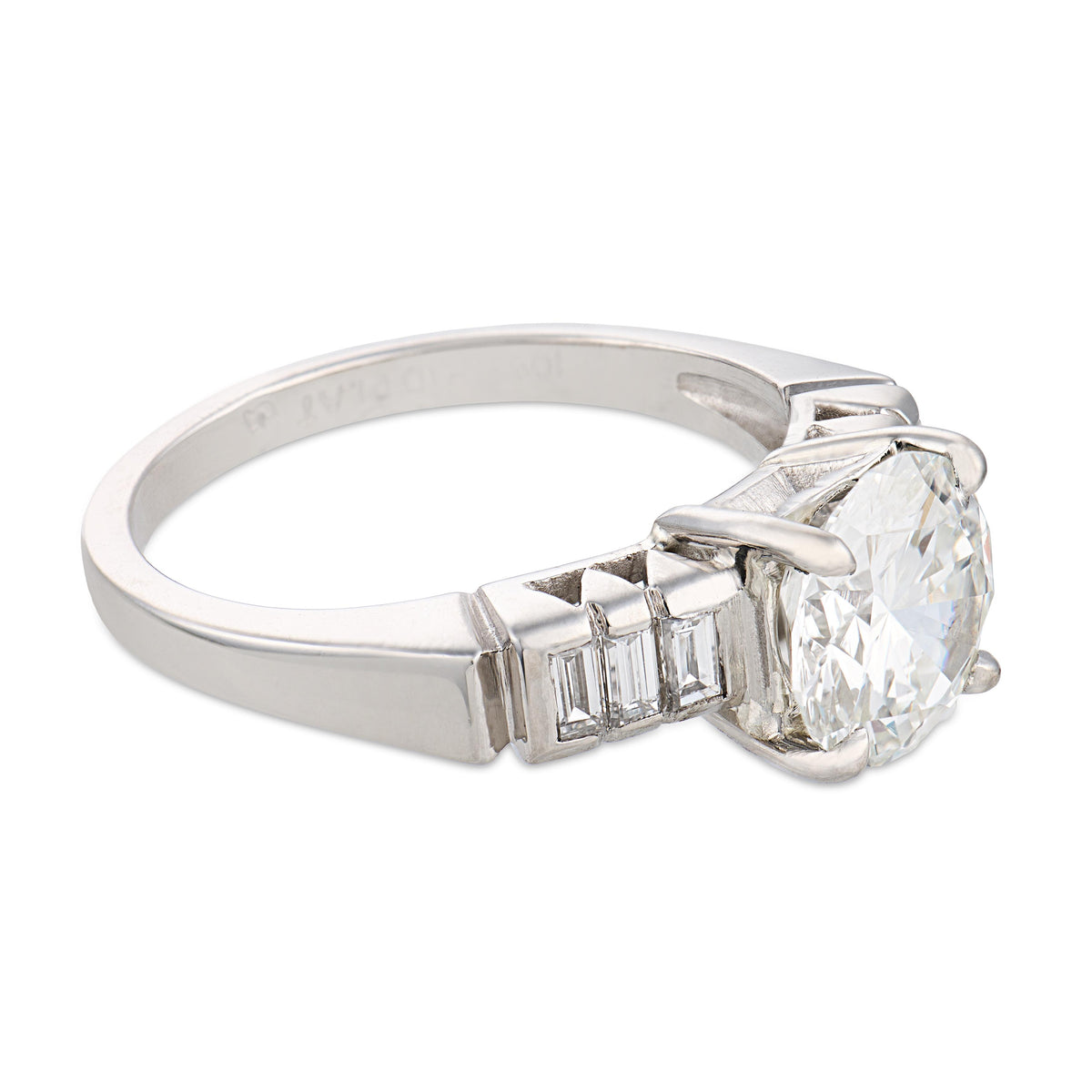 Art Deco Platinum Diamond Engagement Ring 1.59ct