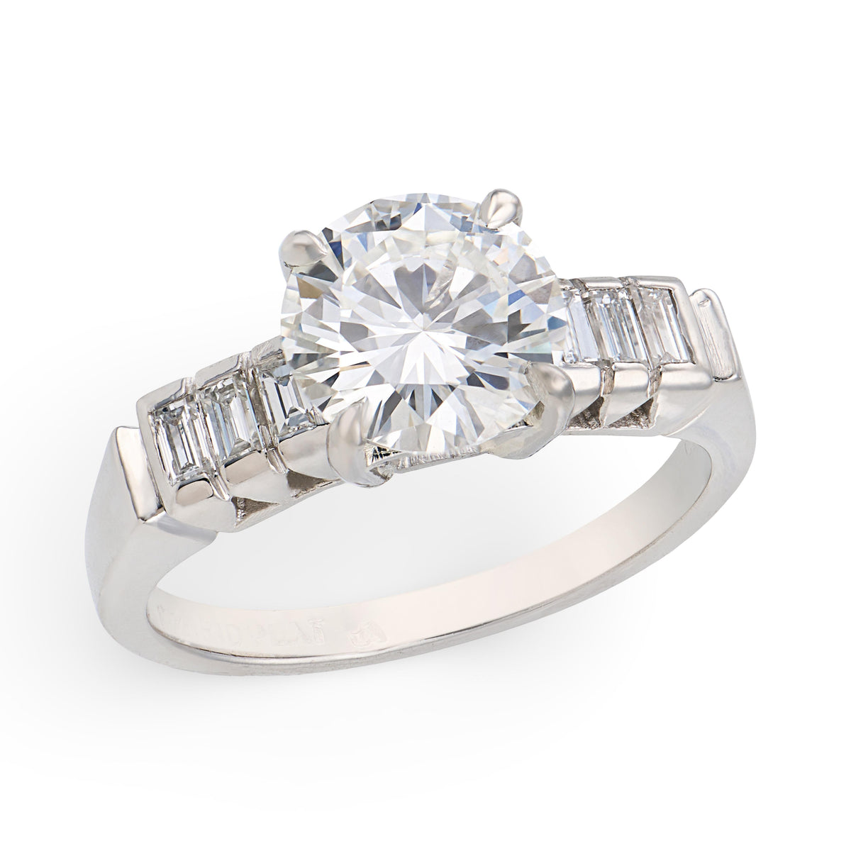 Art Deco Platinum Diamond Engagement Ring 1.59ct