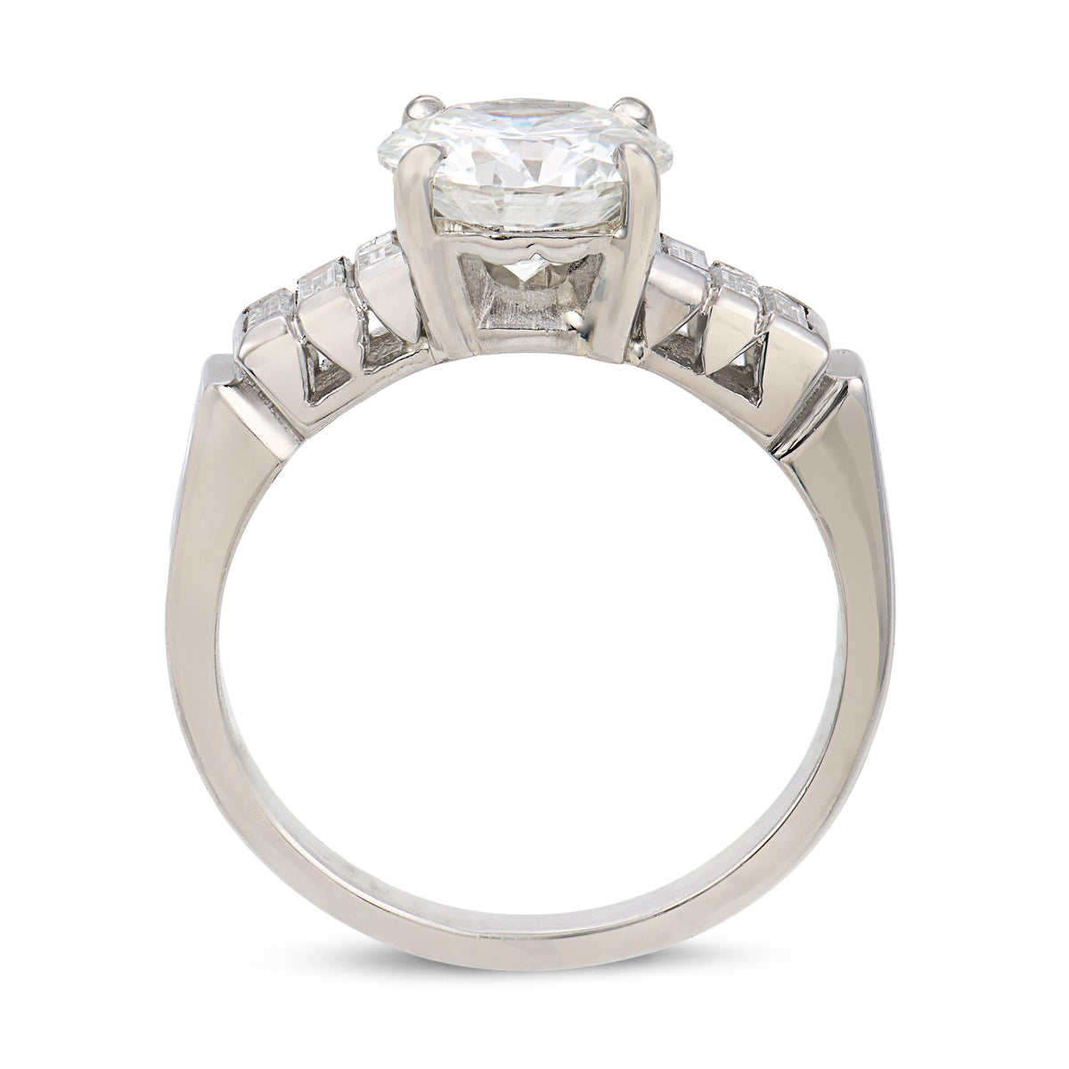Art Deco Platinum Diamond Engagement Ring 1.59ct