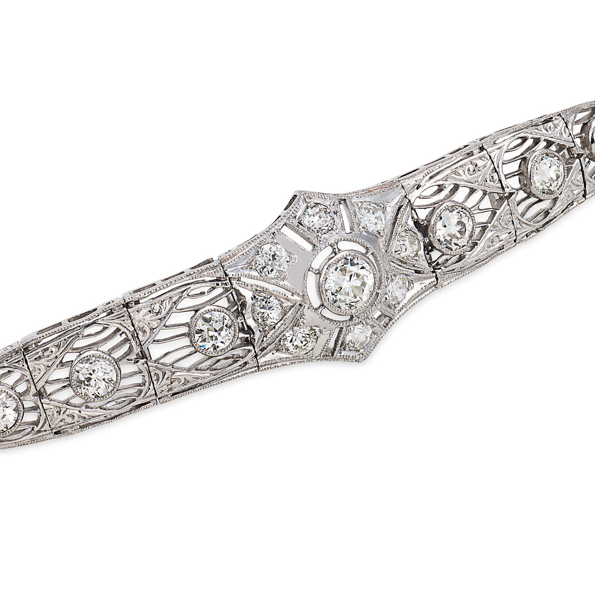 Art Deco Platinum Diamond Belly Bracelet