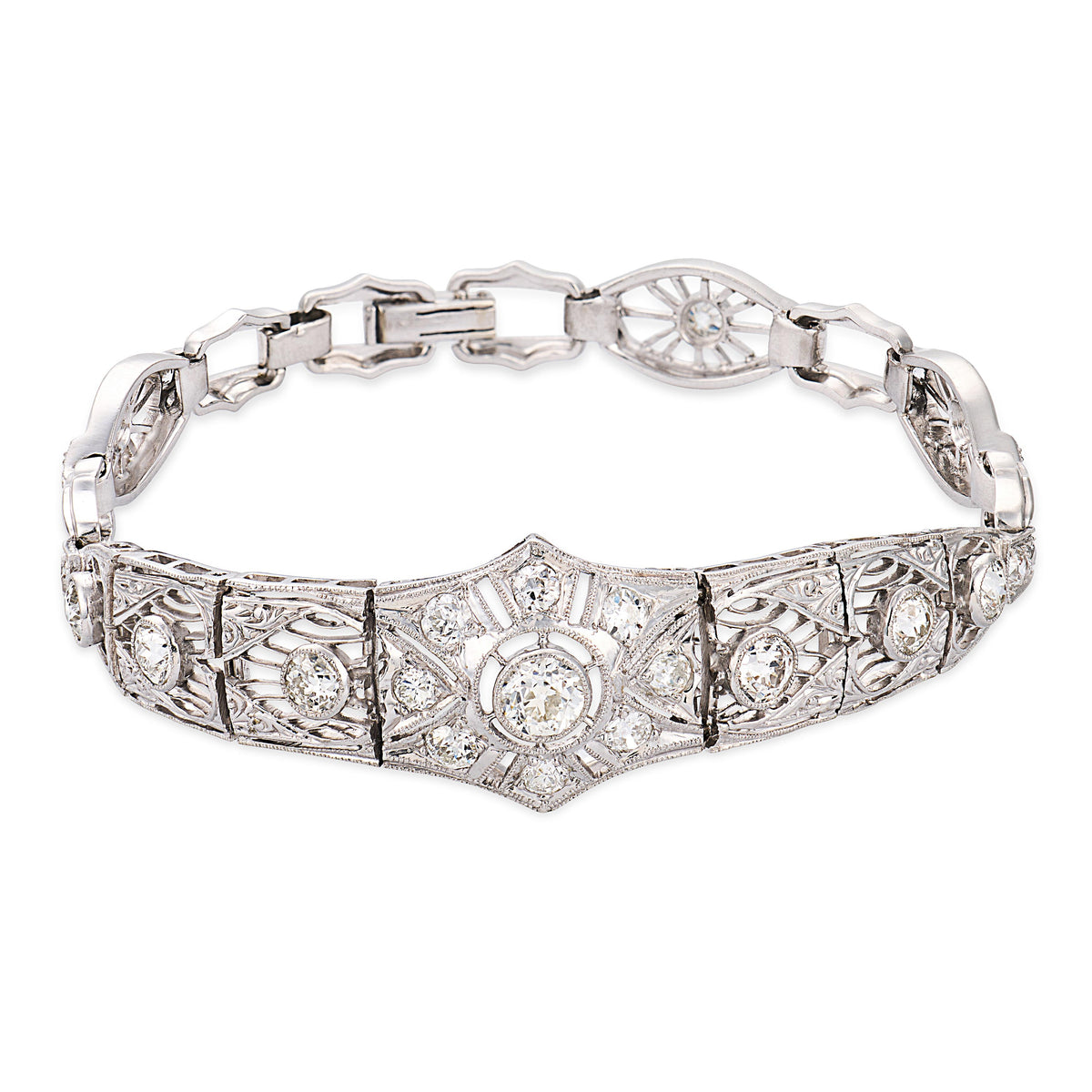 Art Deco Platinum Diamond Belly Bracelet