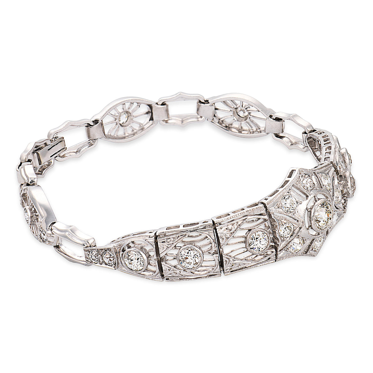 Art Deco Platinum Diamond Belly Bracelet