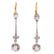 Edwardian 18k/Platinum Diamond Drop Earrings
