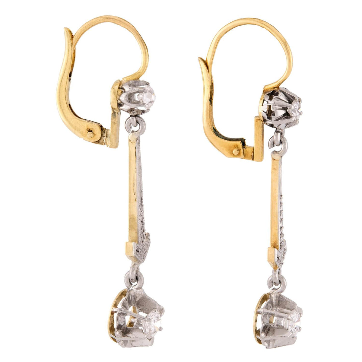 Edwardian 18k/Platinum Diamond Drop Earrings