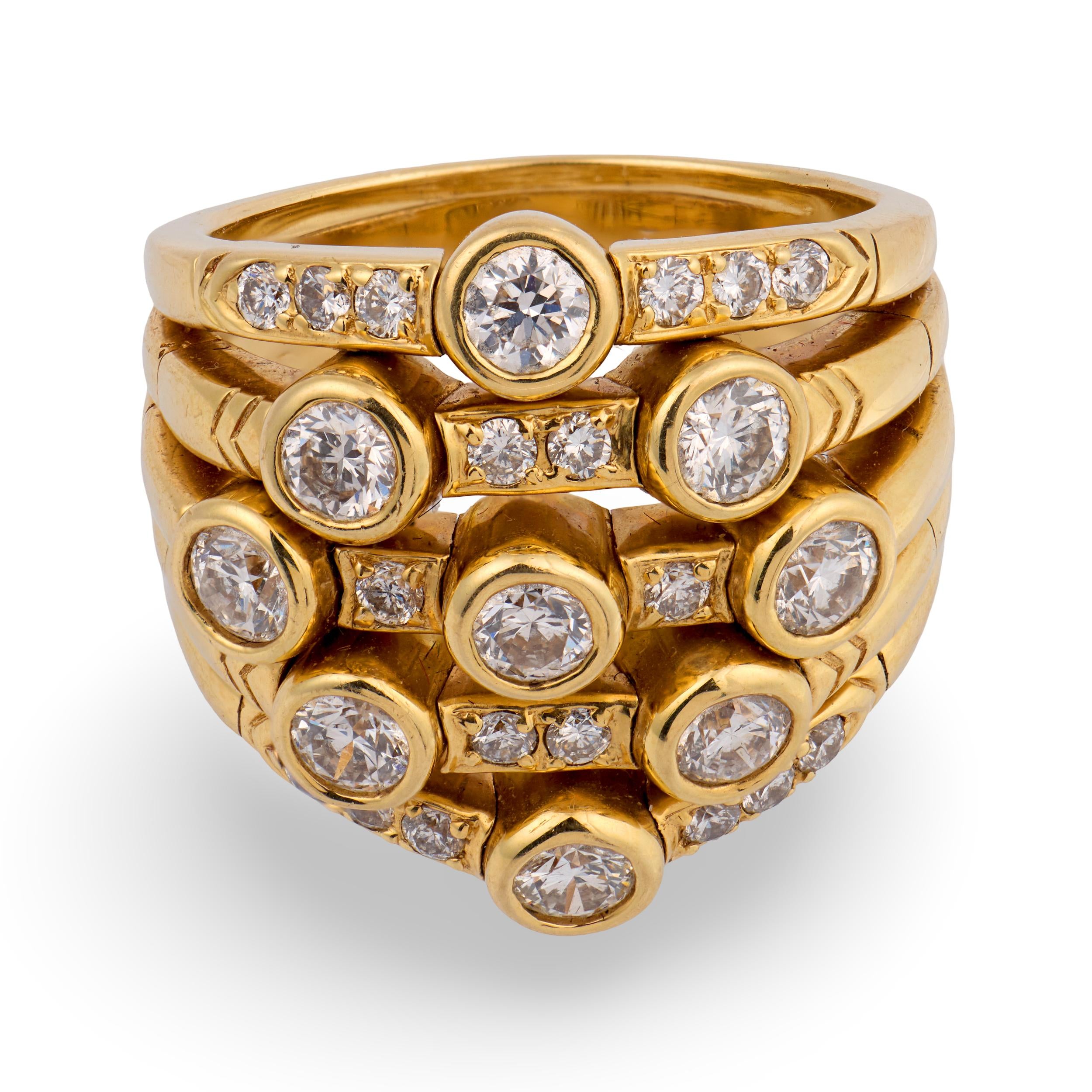 SONIA B Estate 18k Diamond Multi-Band Statement Ring
