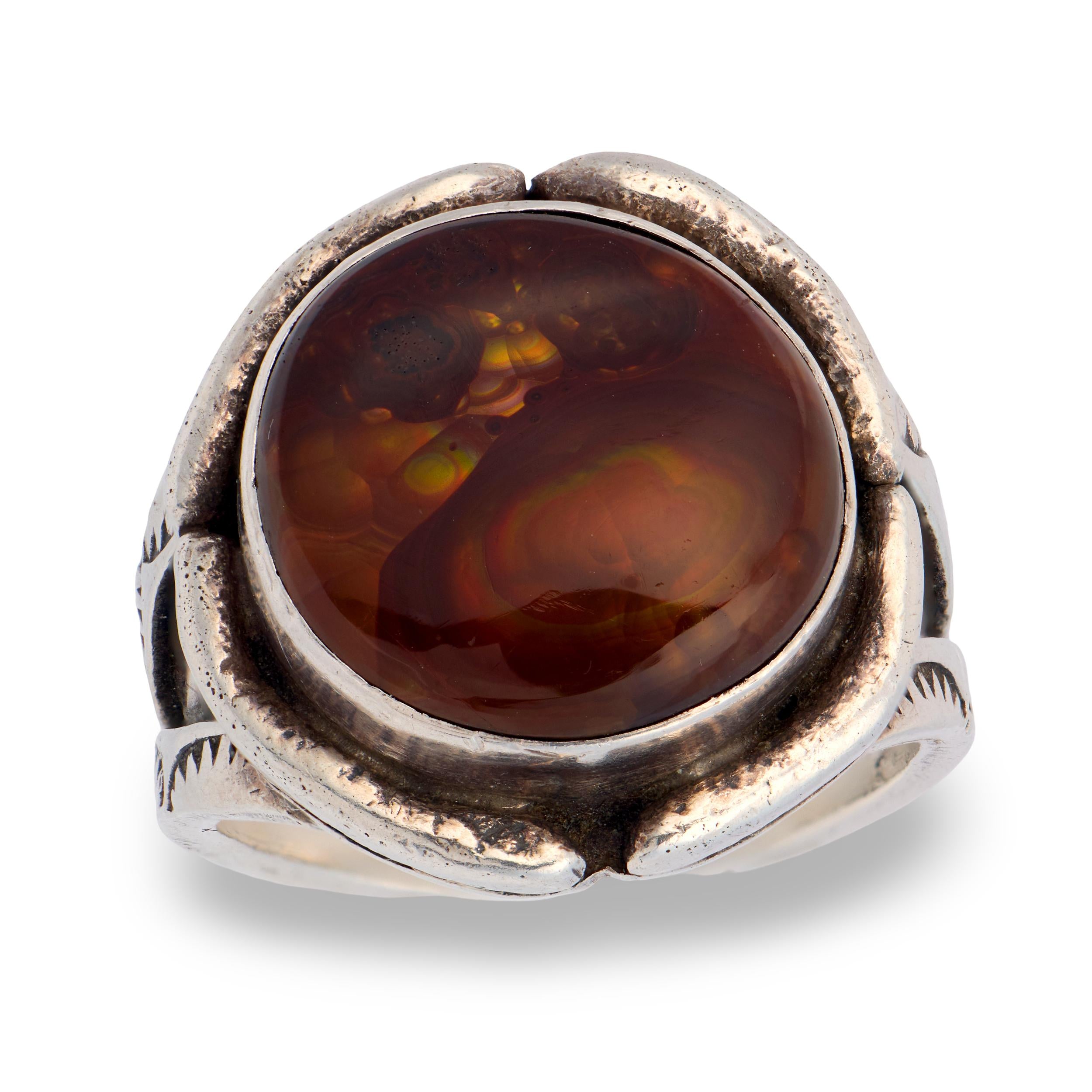 Vintage Sterling Silver Mexican Opal Ring