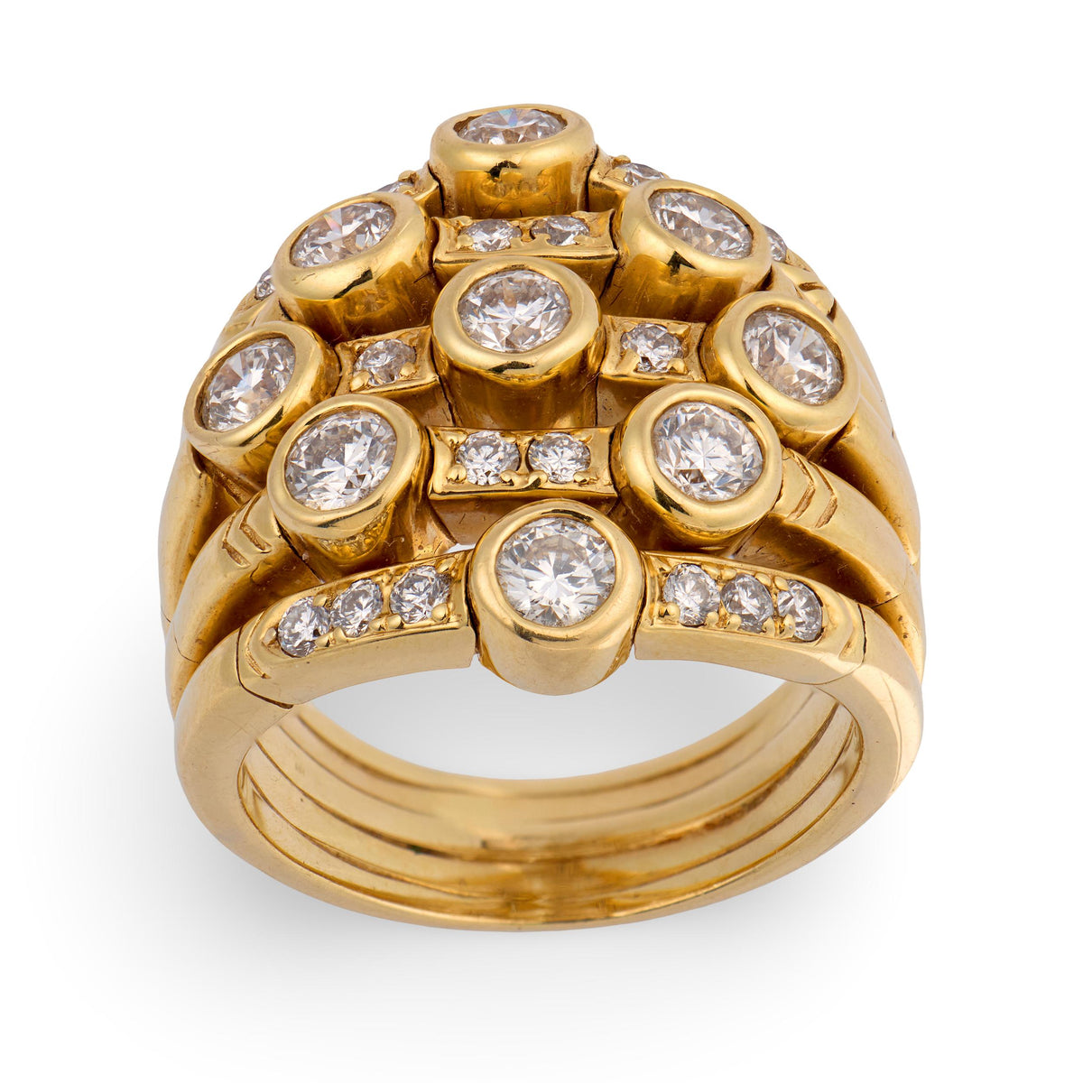 SONIA B Estate 18k Diamond Multi-Band Statement Ring
