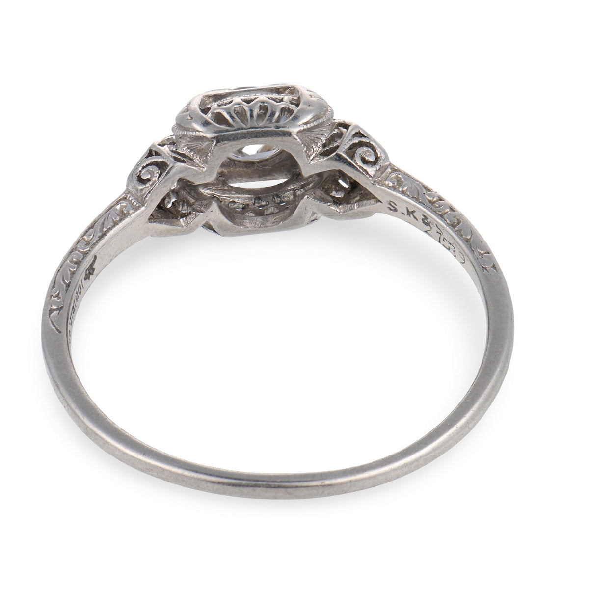 Art Deco Platinum Diamond Engagement Ring .55ct