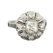 Edwardian Platinum French Cut Diamond Cluster Ring 1.10ct