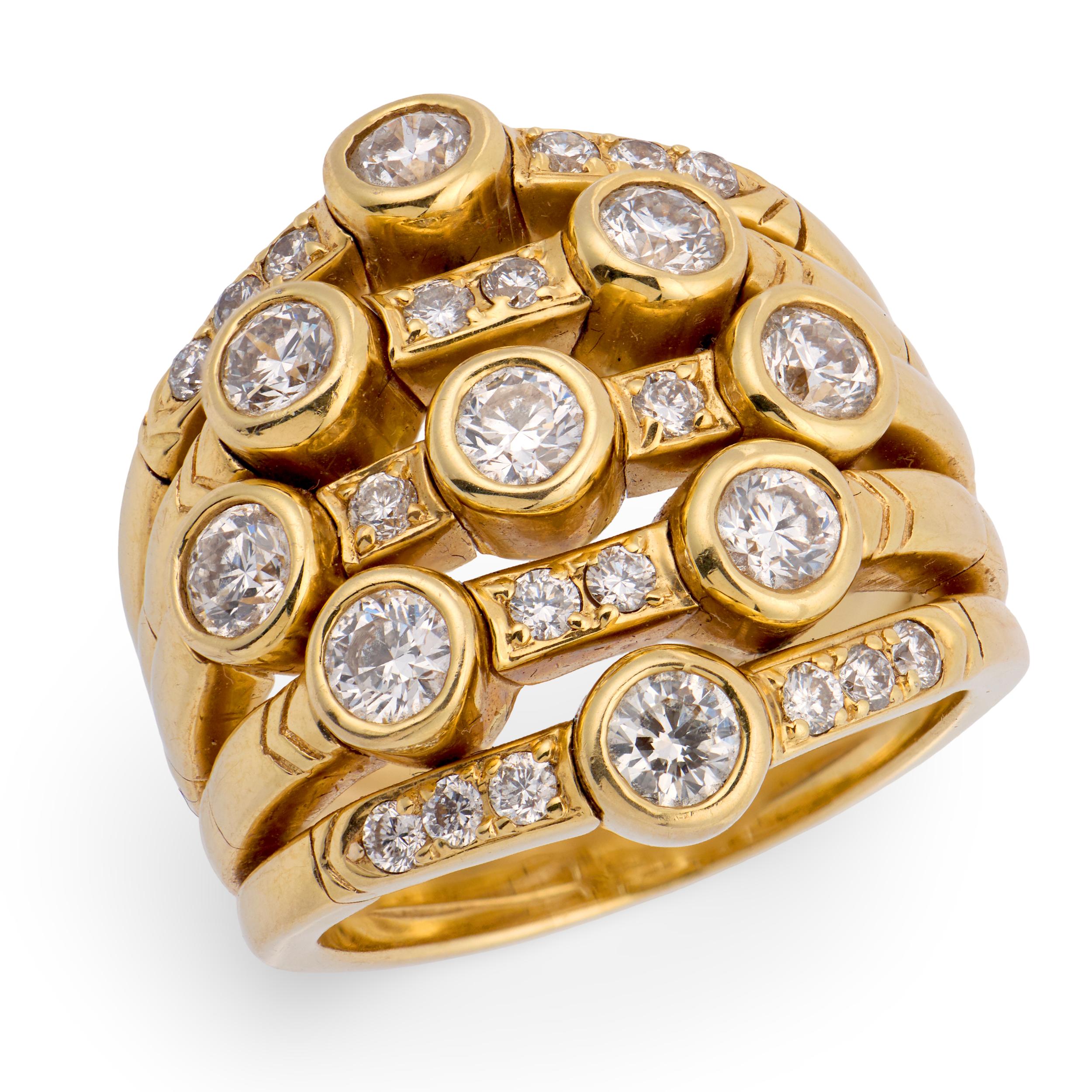 SONIA B Estate 18k Diamond Multi-Band Statement Ring