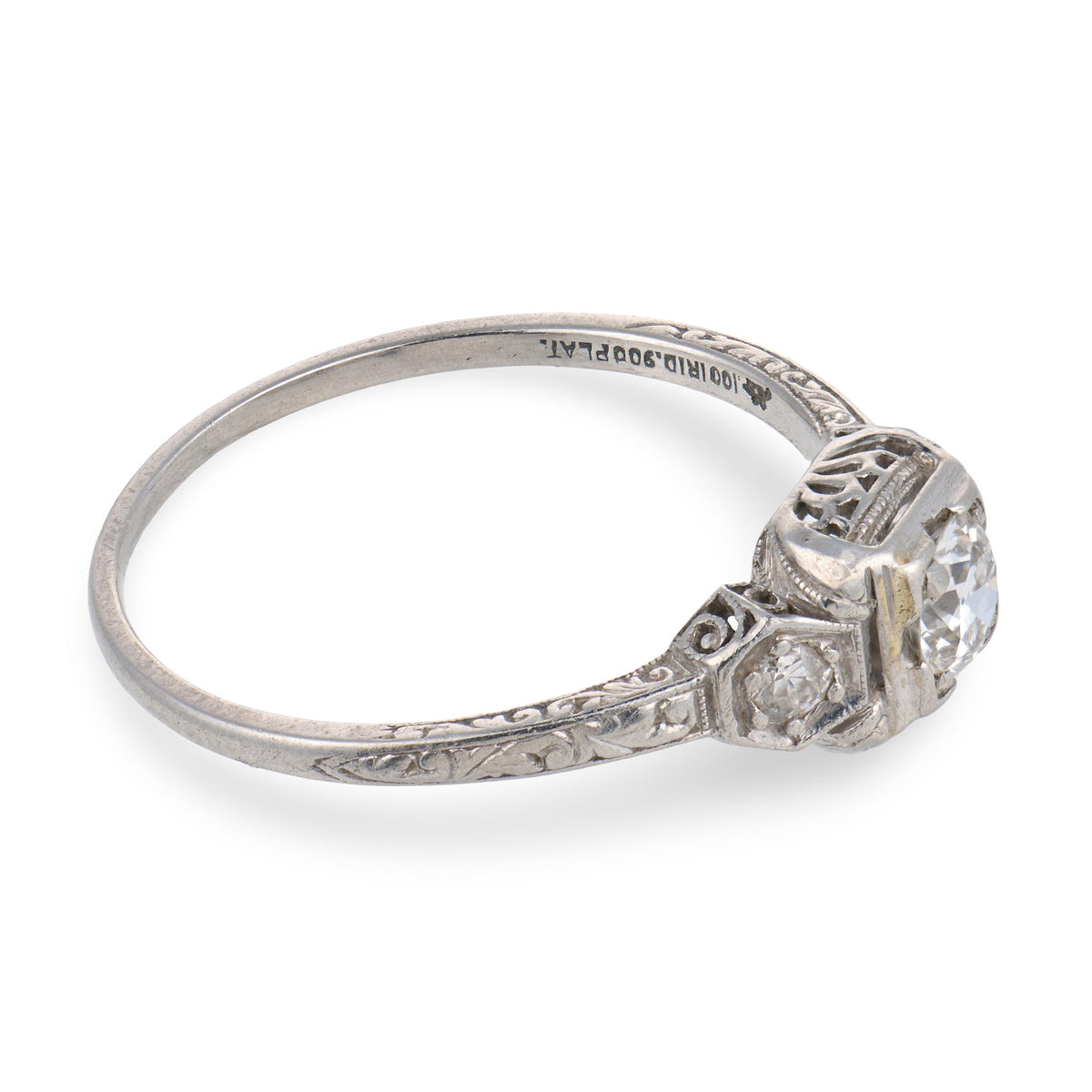 Art Deco Platinum Diamond Engagement Ring .55ct