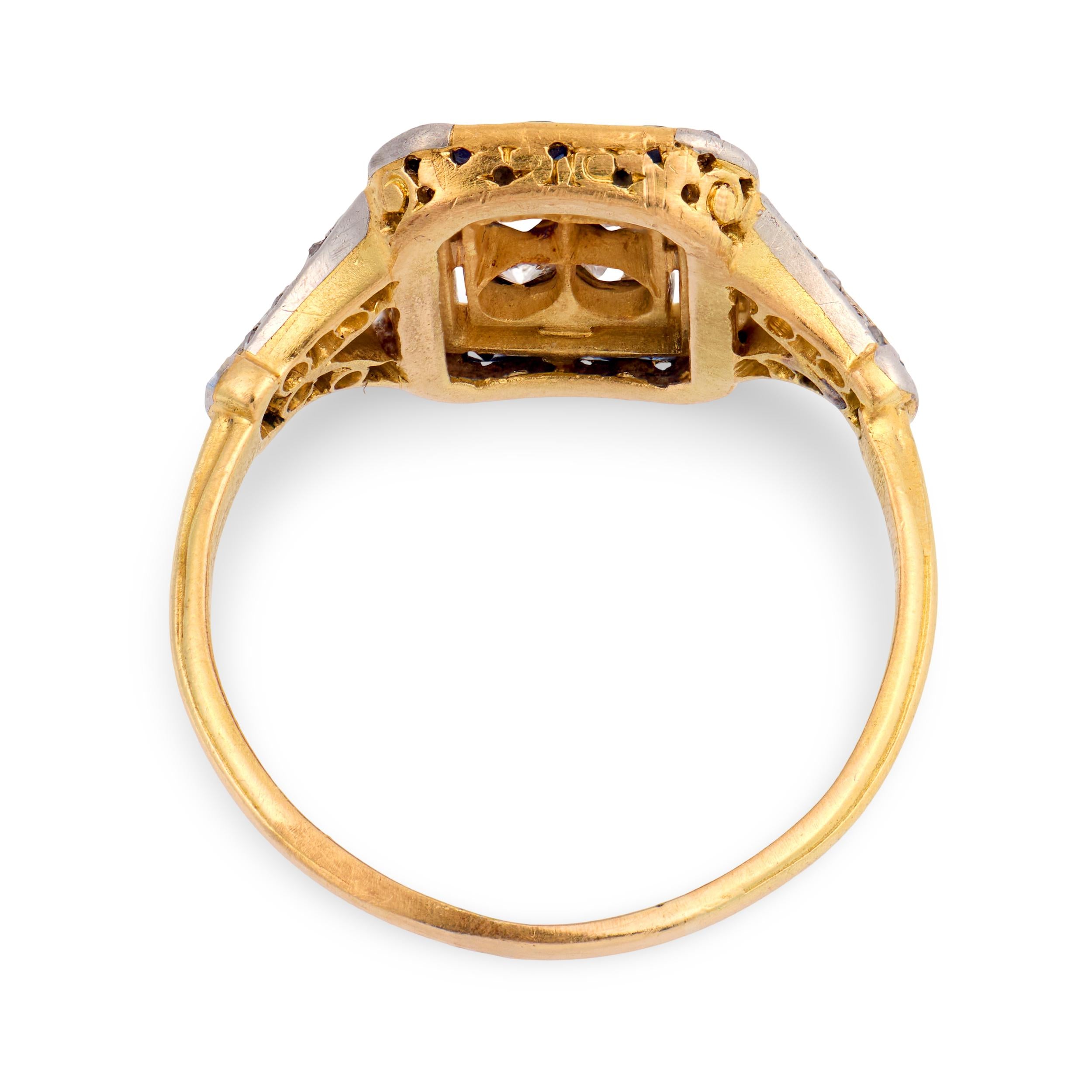 Edwardian 18k/Platinum Diamond & Sapphire Ring