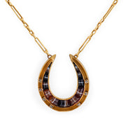 Victorian 18k/14k Agate & Diamond Horseshoe Pendant Necklace
