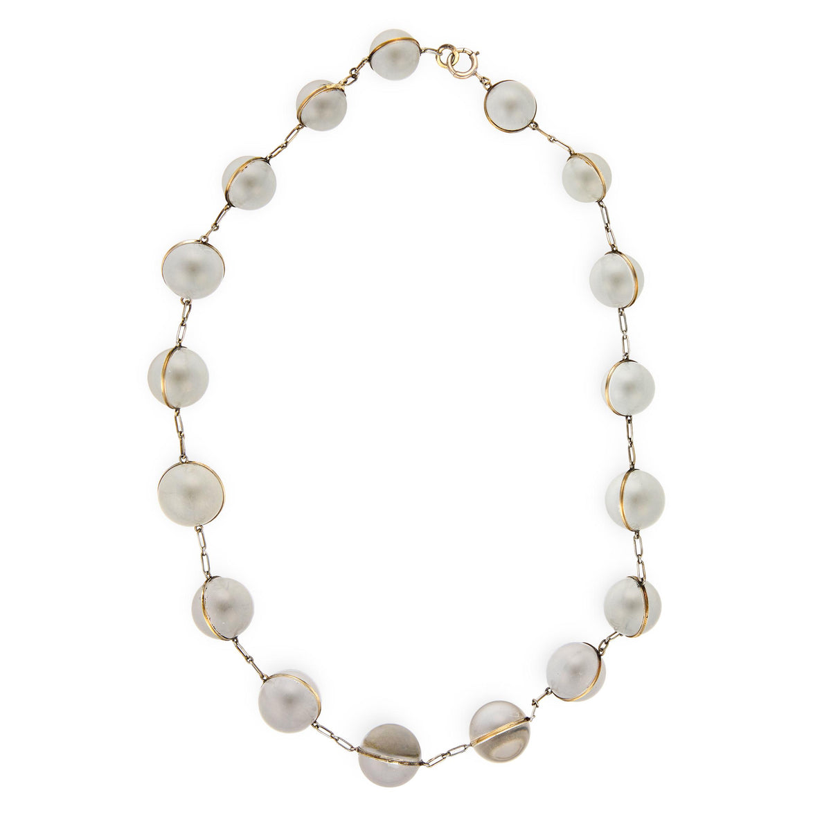 Art Deco 14k Rock Quartz Crystal Pools of Light Chain Necklace