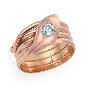 Victorian English 9k Diamond Snake Ring