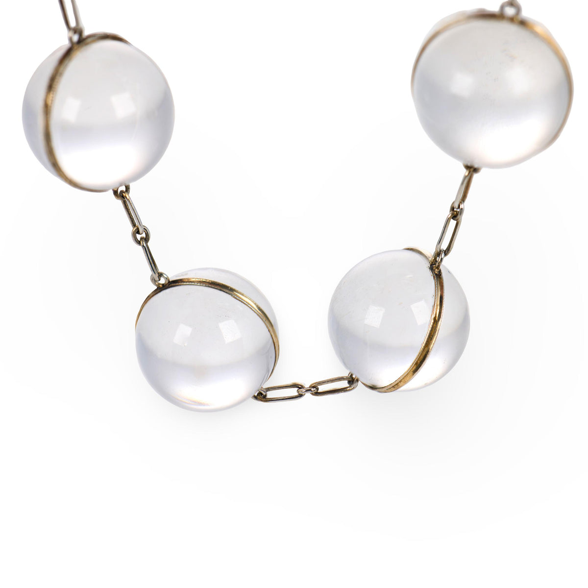 Art Deco 14k Rock Quartz Crystal Pools of Light Chain Necklace