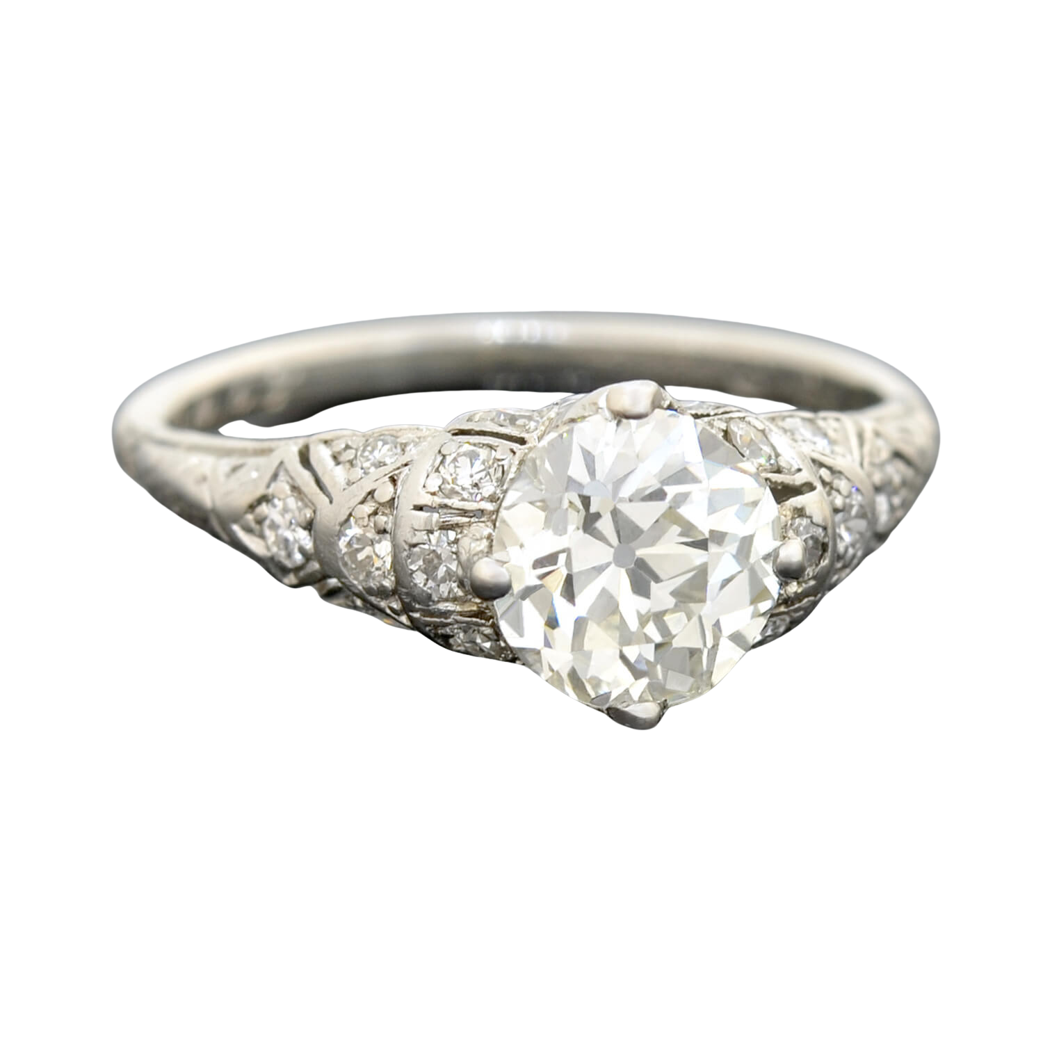 Art Deco Platinum Diamond Engagement Ring 1.44ct