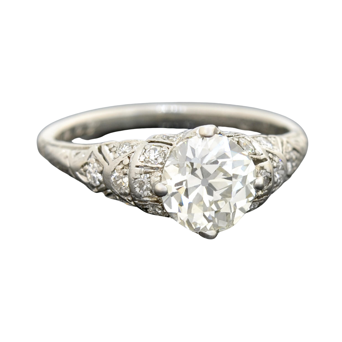 Art Deco Platinum Diamond Engagement Ring 1.44ct