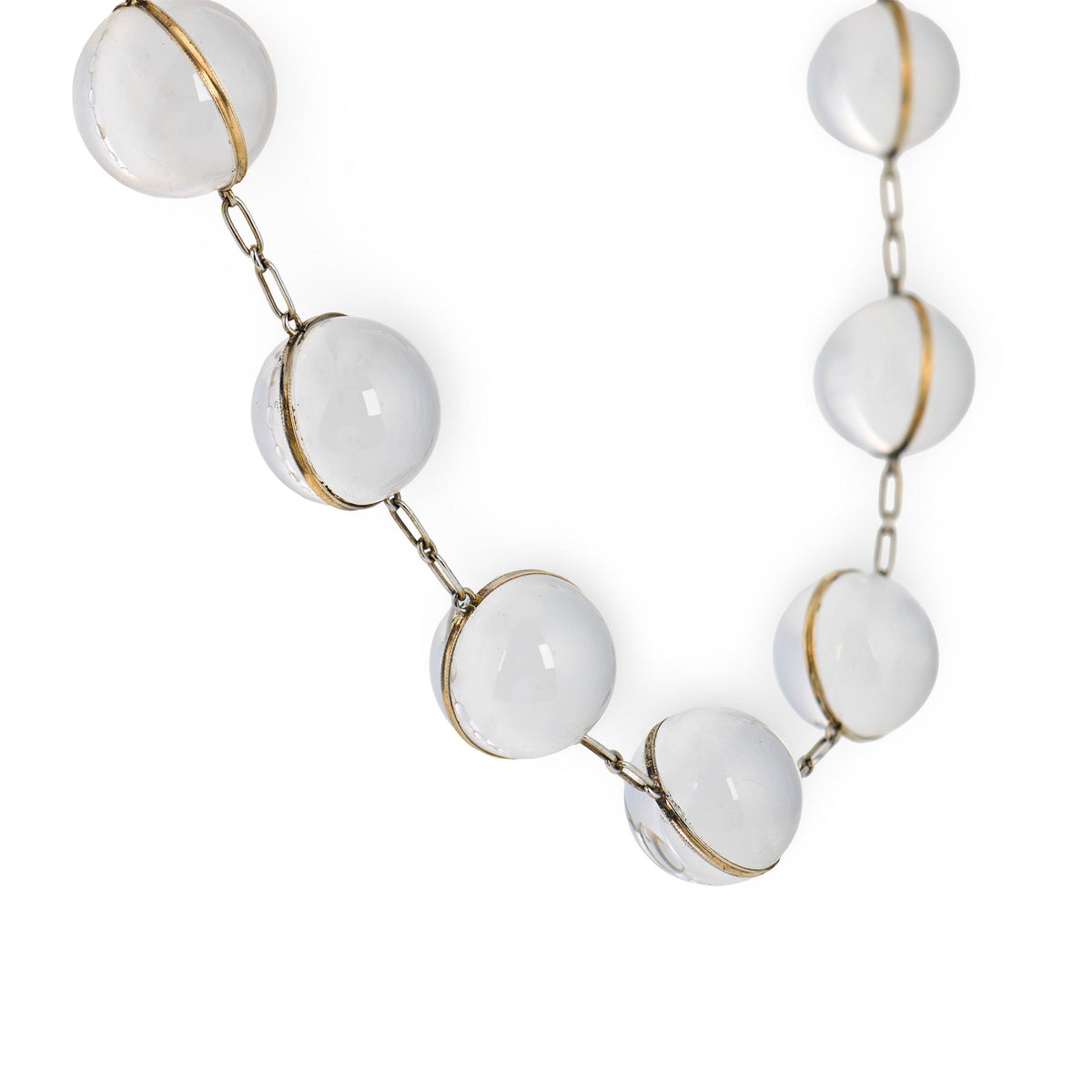 Art Deco 14k Rock Quartz Crystal Pools of Light Chain Necklace