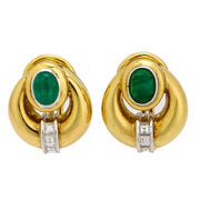 Estate 18k Emerald and Diamond Earrings