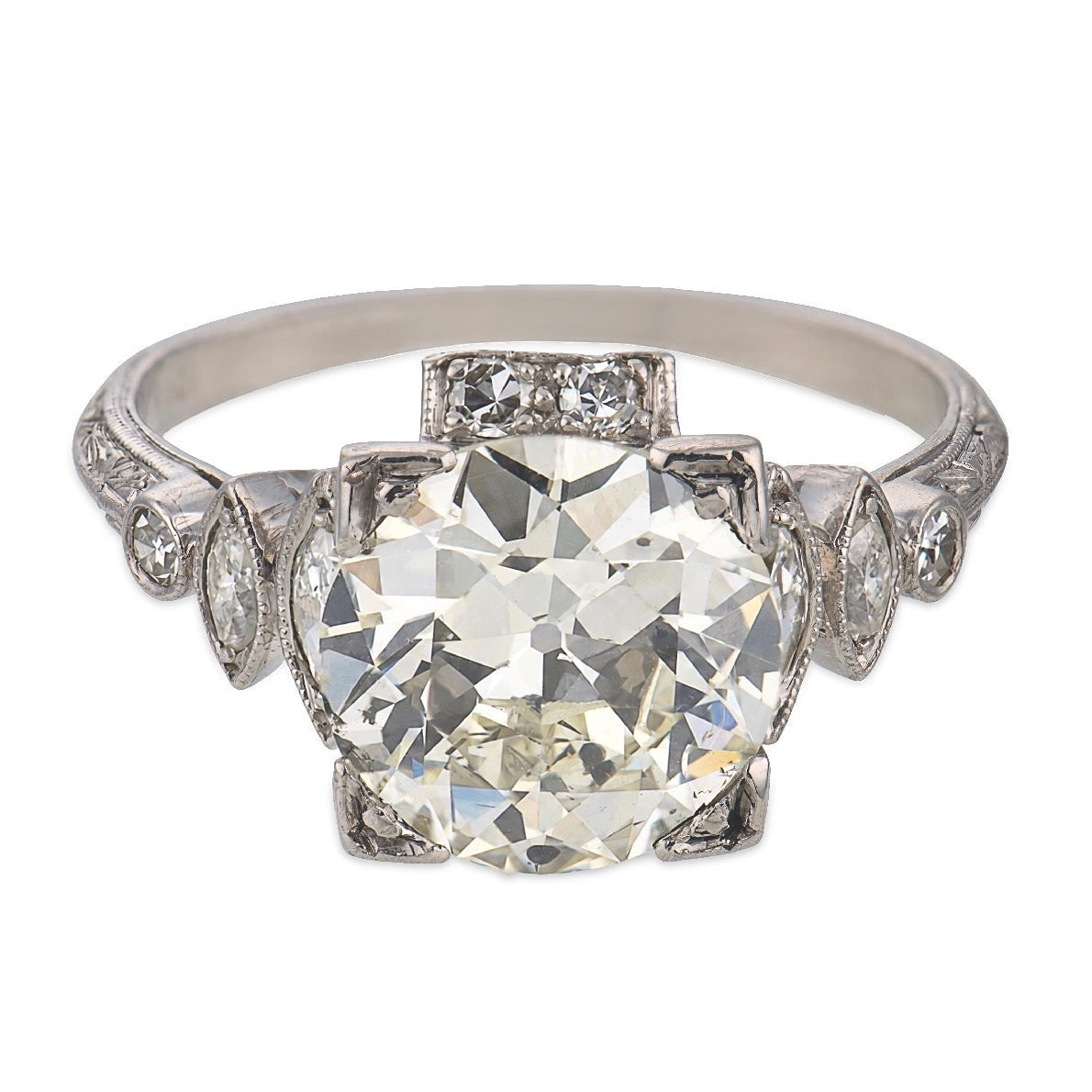 Art Deco Platinum Diamond Engagement Ring 2.39ct