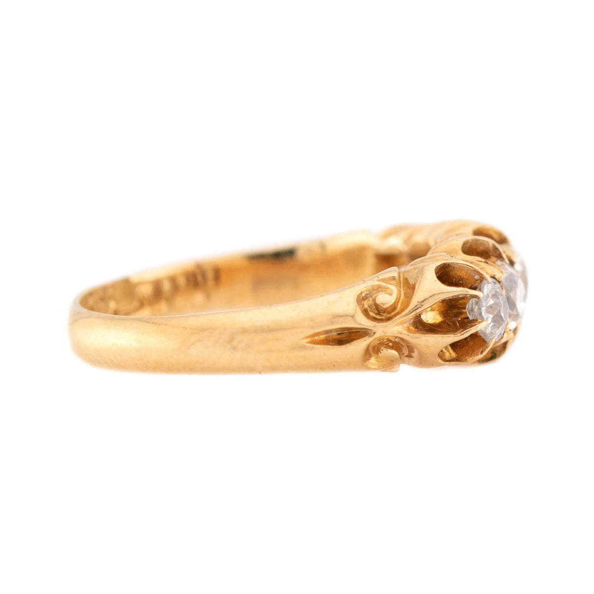 Victorian English 18k Diamond 5 Stone Engagement Ring