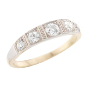Edwardian 18k & Platinum Diamond Five Stone Ring