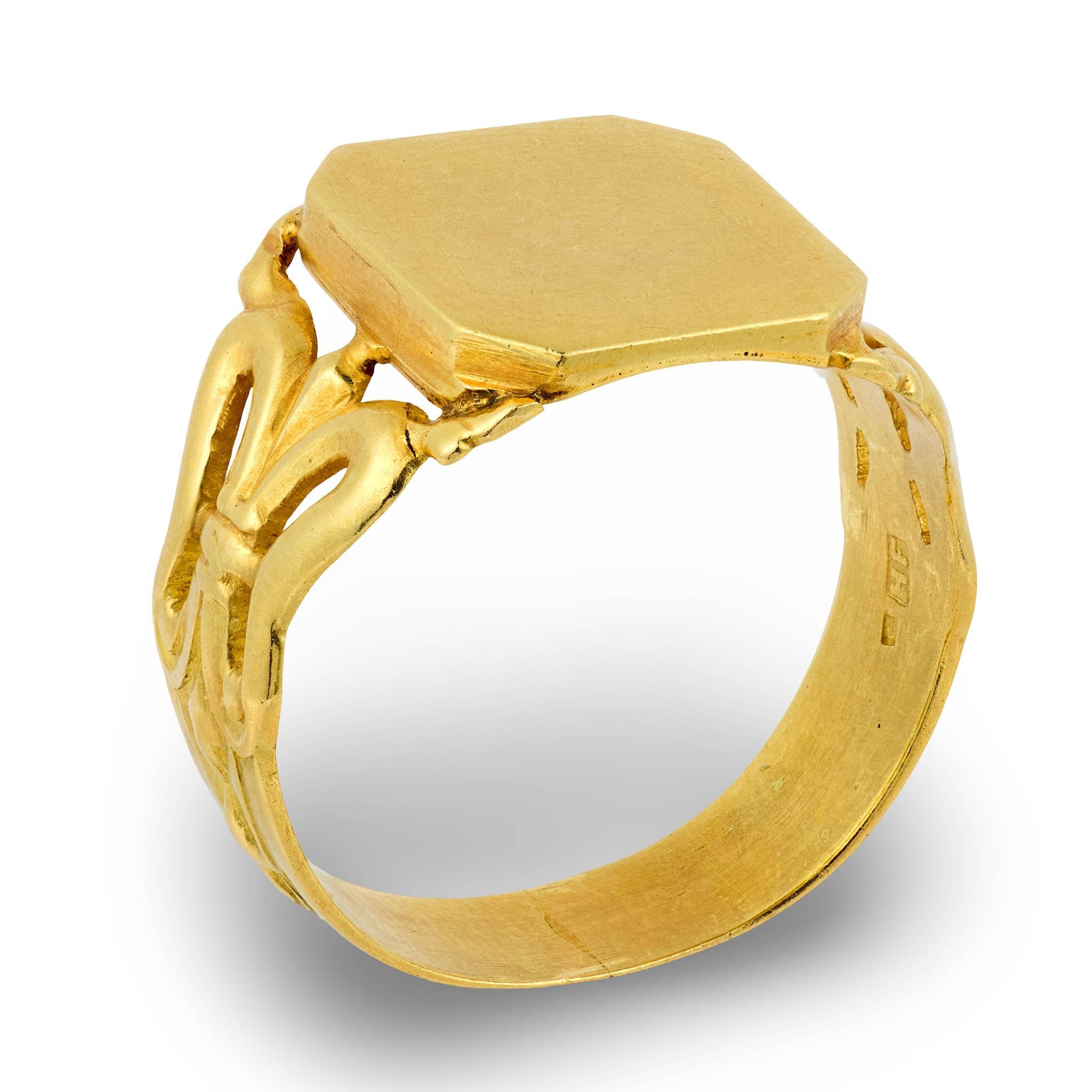 Art Nouveau 18k Signet Ring
