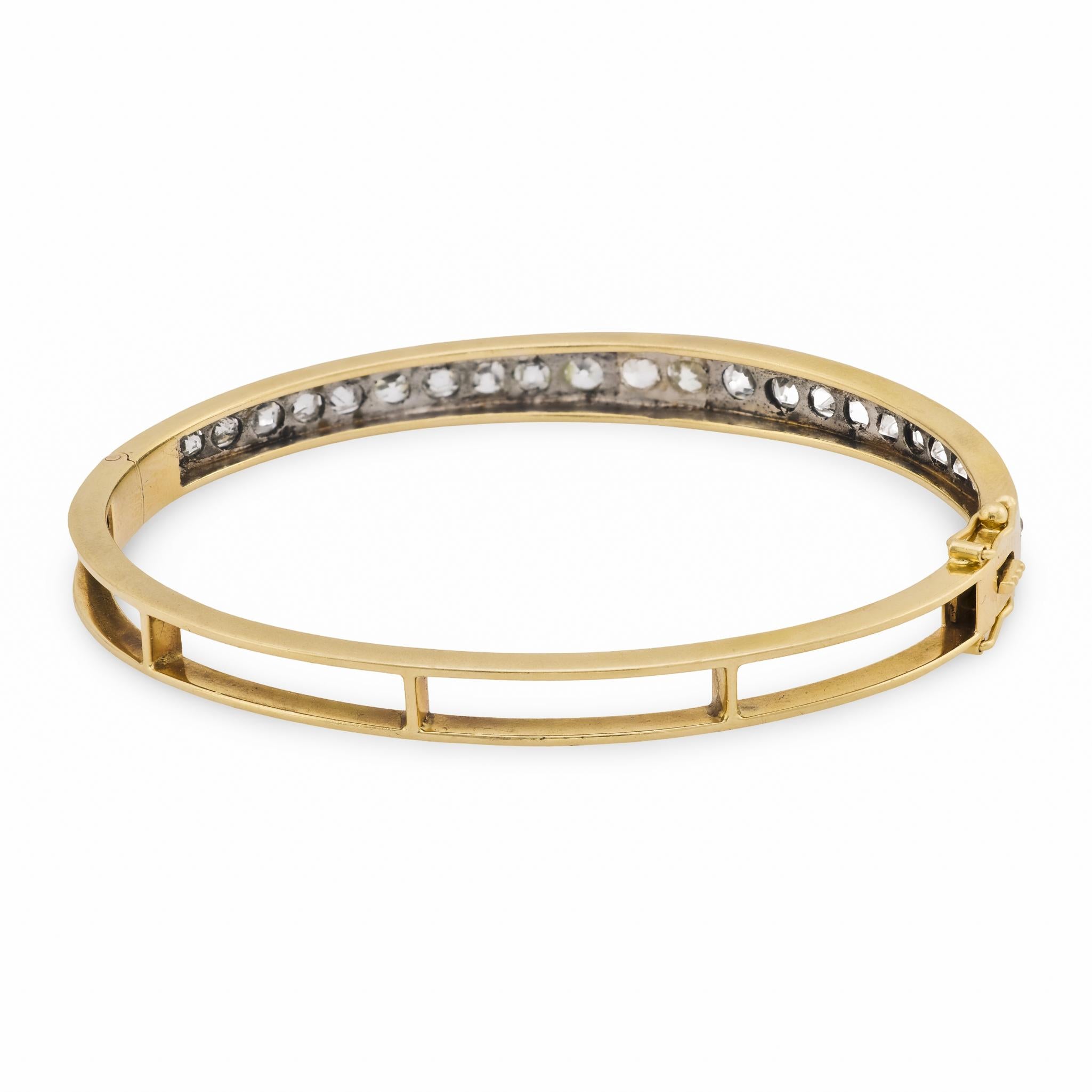 Edwardian 14k/Platinum Diamond Bangle