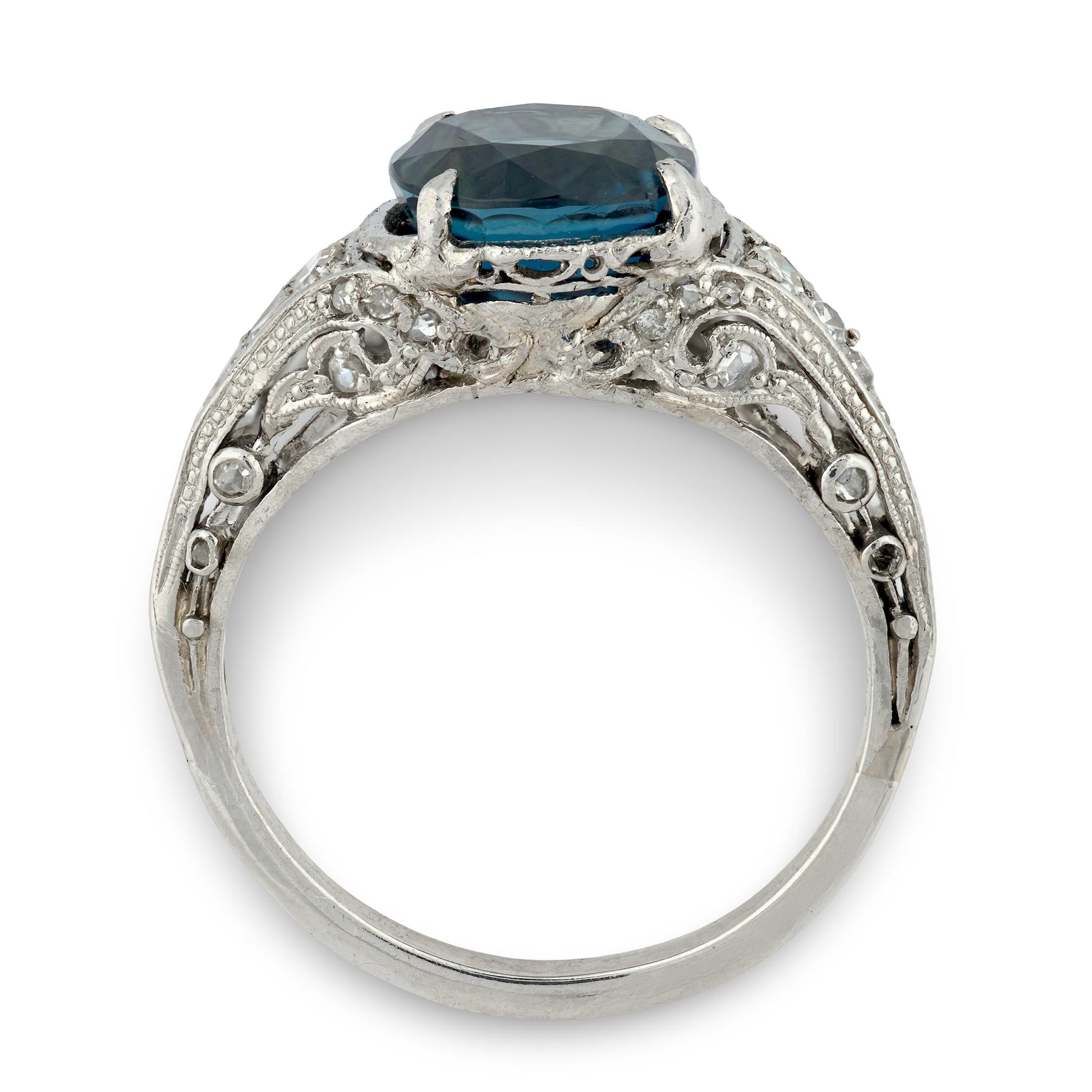 Art Deco Platinum Sapphire & Diamond Ring