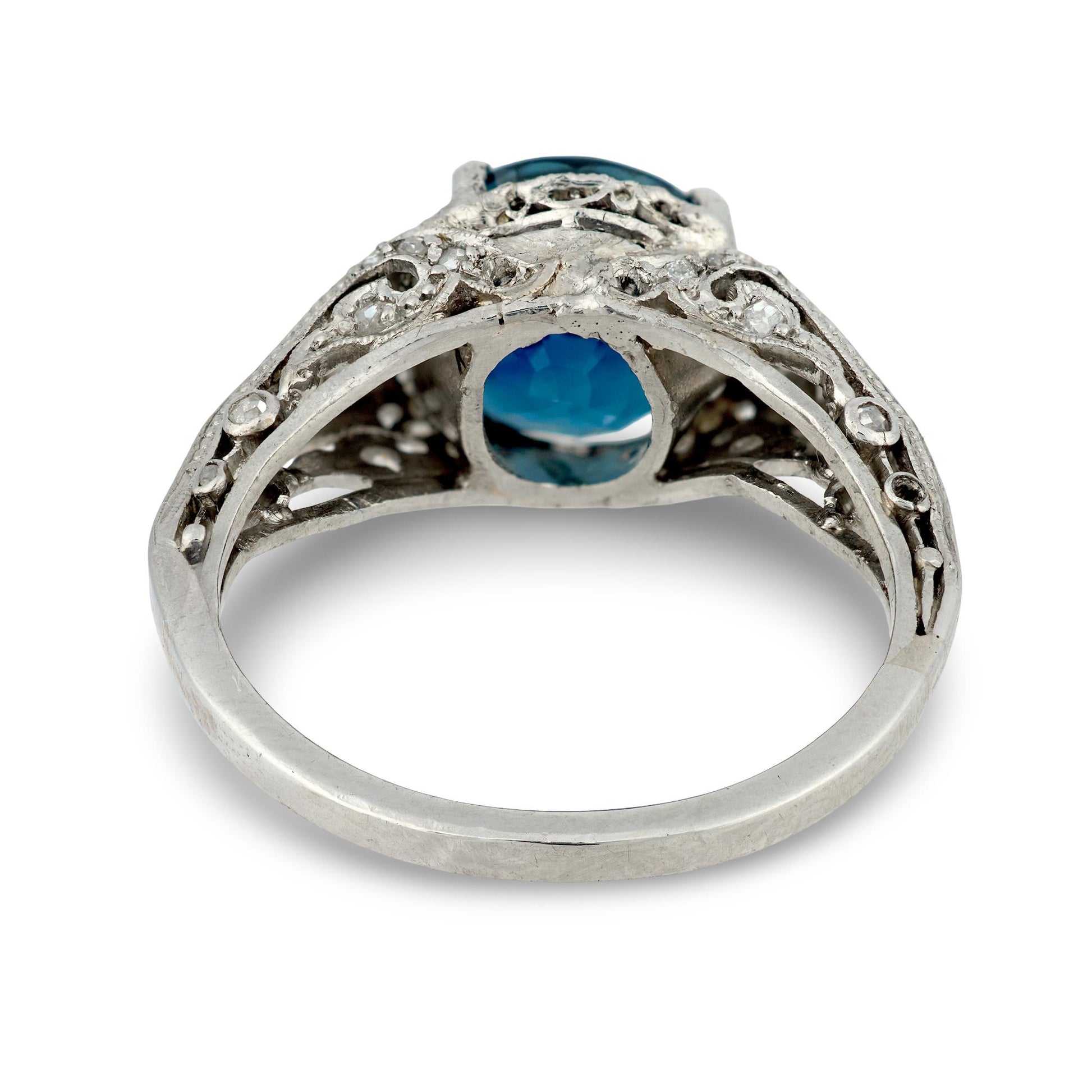 Art Deco Platinum Sapphire & Diamond Ring
