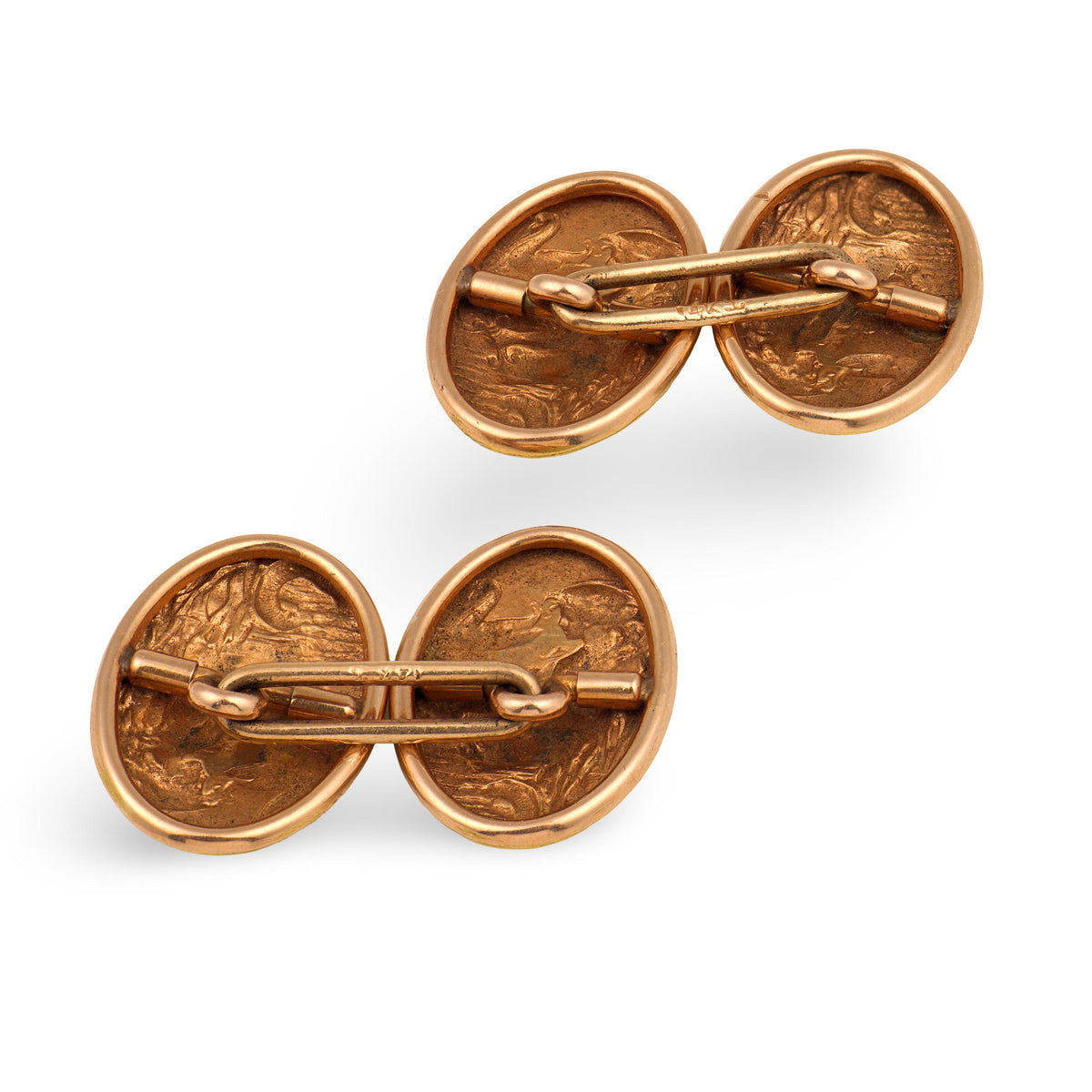 KREMENTZ & CO. Art Nouveau 14k Repoussé Mermaid-Motif Cufflinks