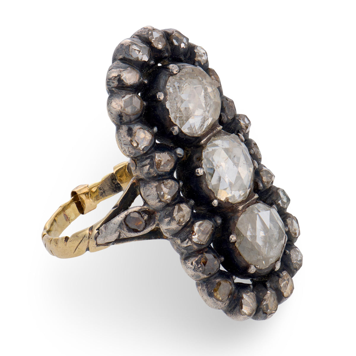 Georgian 18k/Sterling Silver Diamond Navette Ring