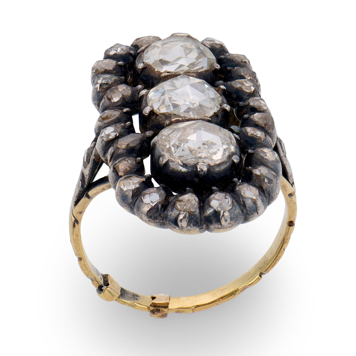 Georgian 18k/Sterling Silver Diamond Navette Ring