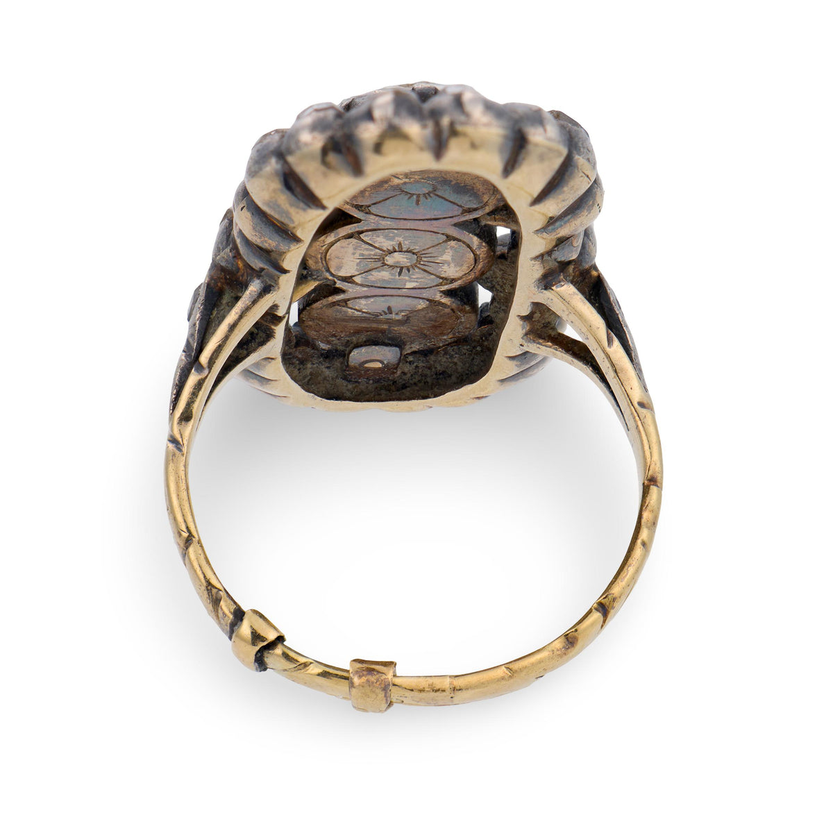 Georgian 18k/Sterling Silver Diamond Navette Ring