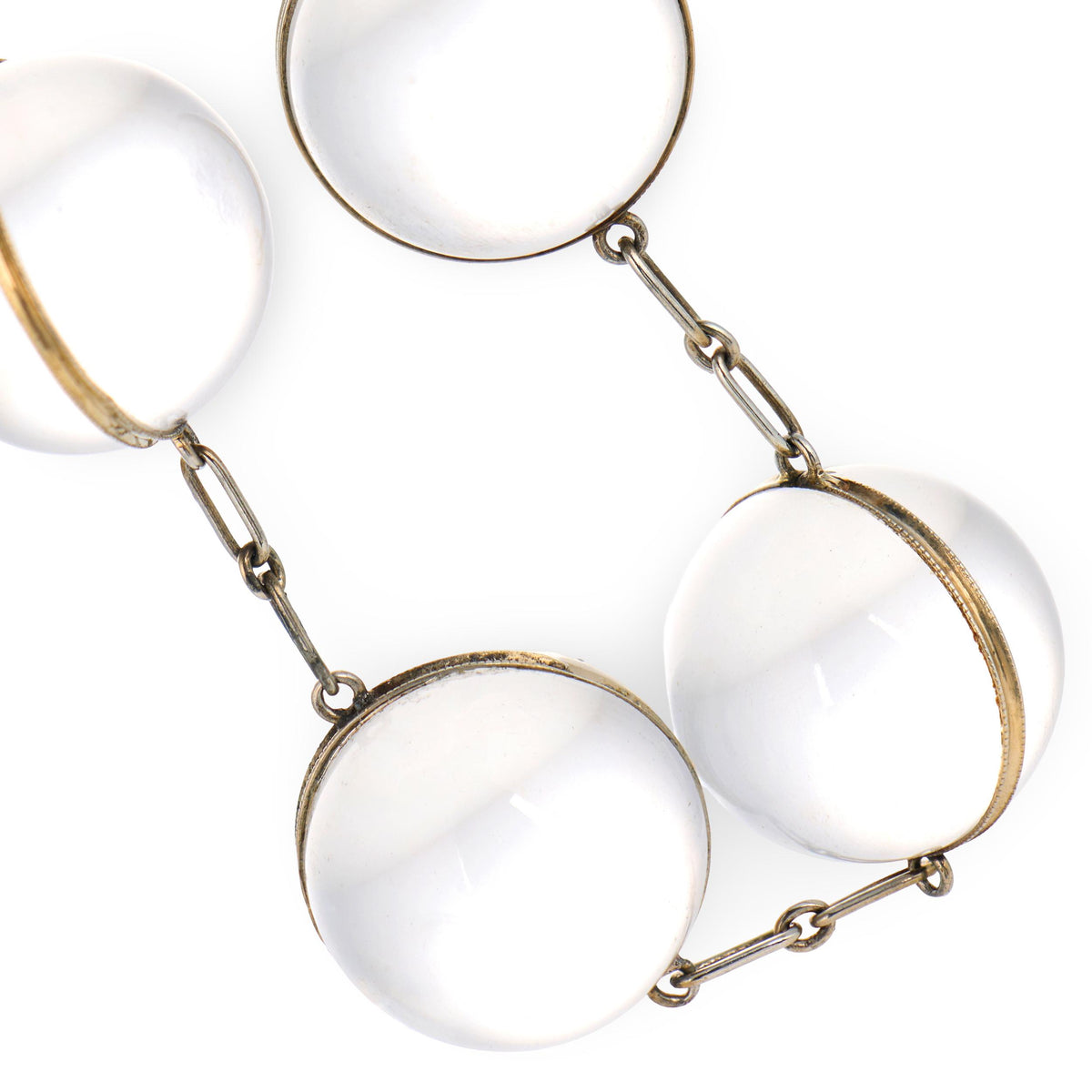 Art Deco 14k Rock Quartz Crystal Pools of Light Chain Necklace