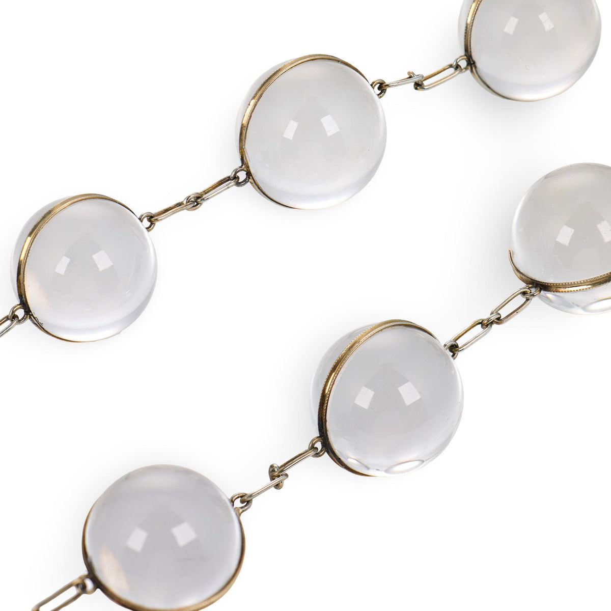 Art Deco 14k Rock Quartz Crystal Pools of Light Chain Necklace