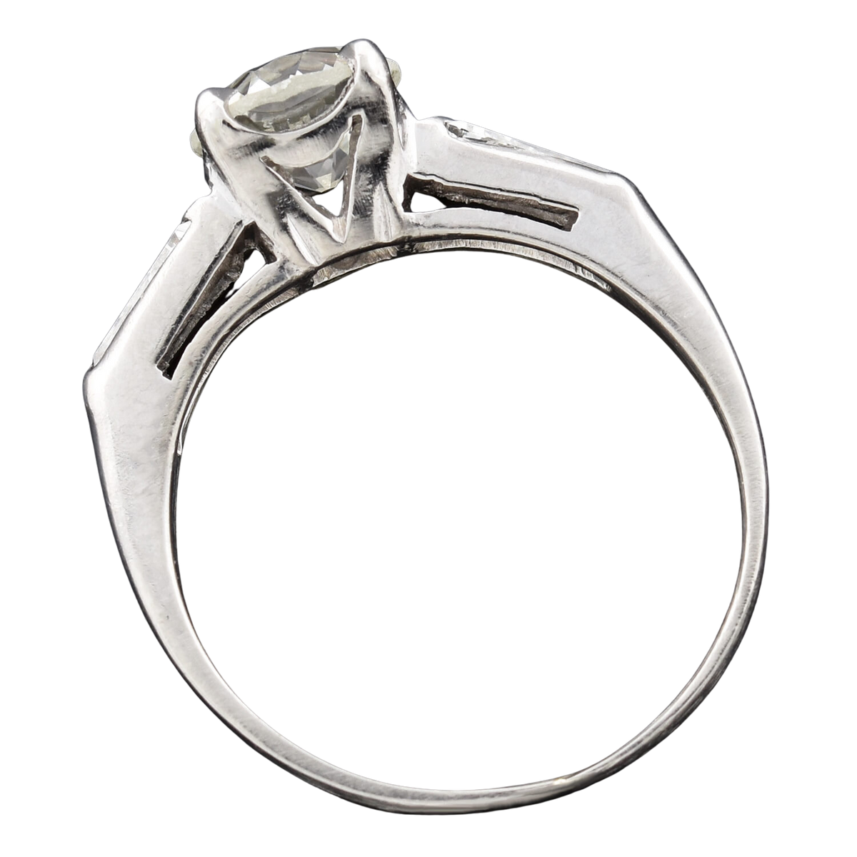Retro Platinum Diamond Engagement Ring 1.00ct center
