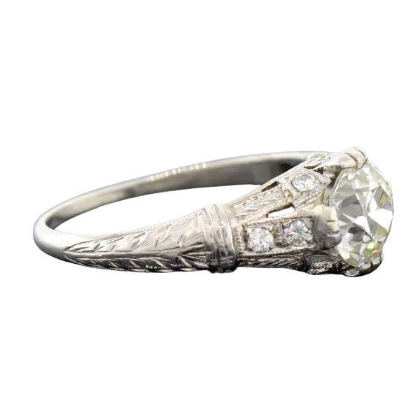 Art Deco Platinum Diamond Engagement Ring 1.16ct