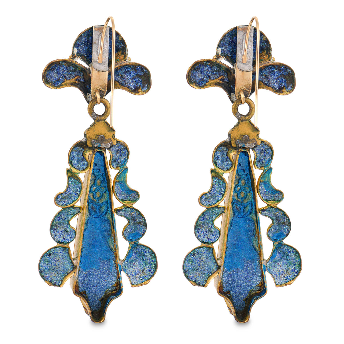 Victorian Gold-Fill Swiss Enamel Dangle Earrings