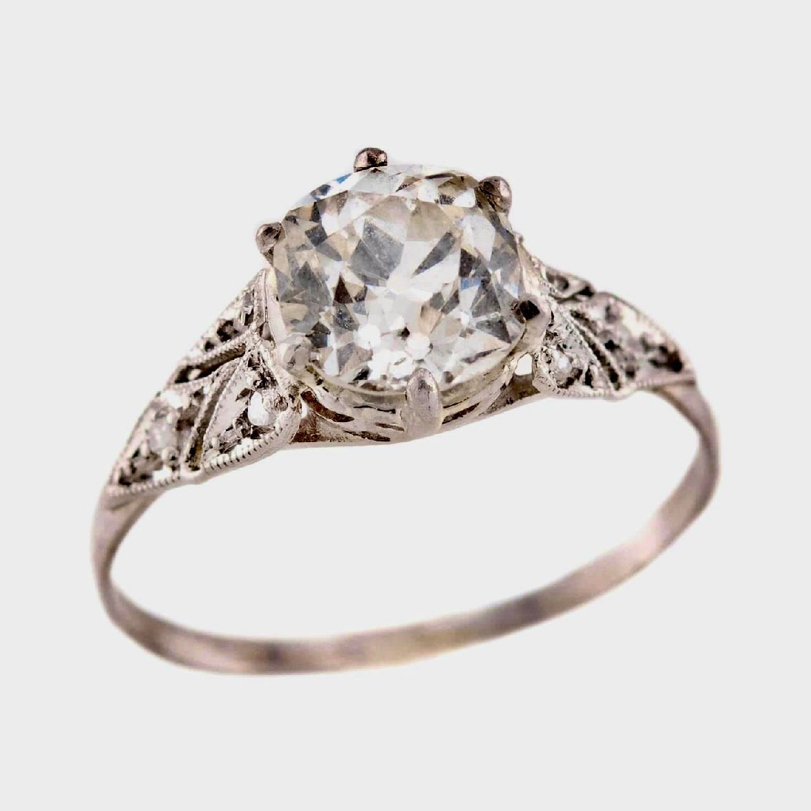 Art Deco Platinum Diamond Engagement Ring 1.55ct