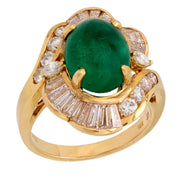 Estate 14k Emerald and Diamond Halo Ring