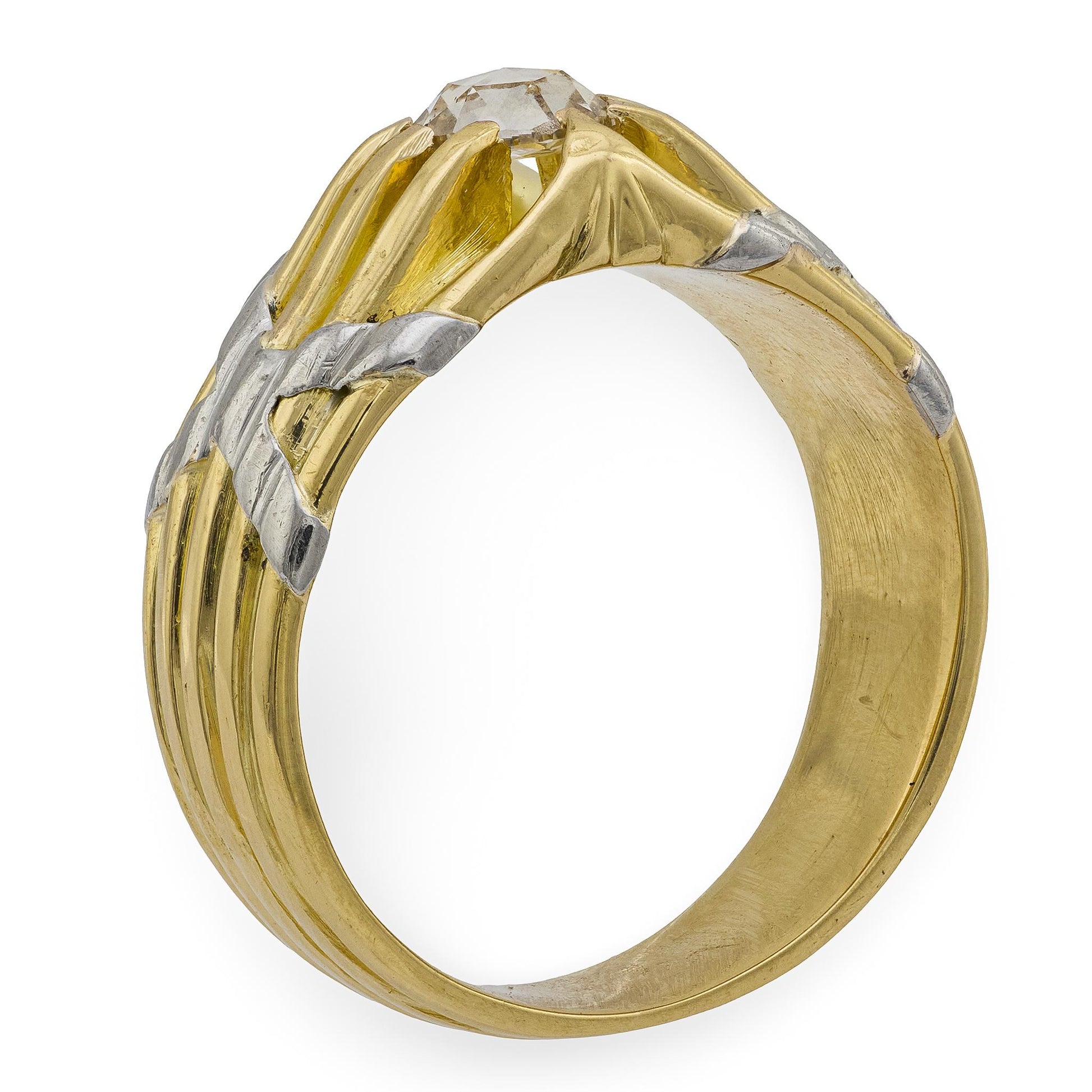 Art Nouveau 18k/Platinum Diamond Engagement Ring 0.41ct
