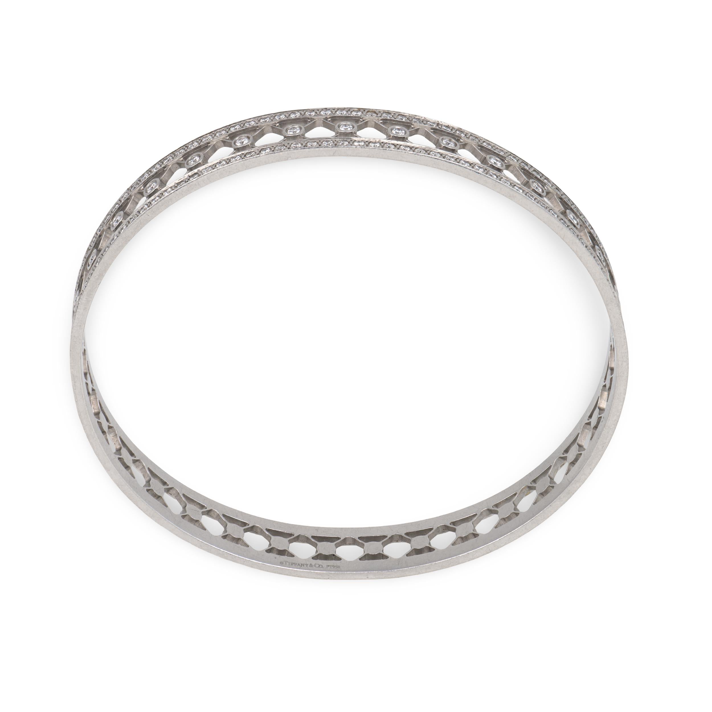 TIFFANY & CO. Estate Platinum Diamond "Voile" Bangle
