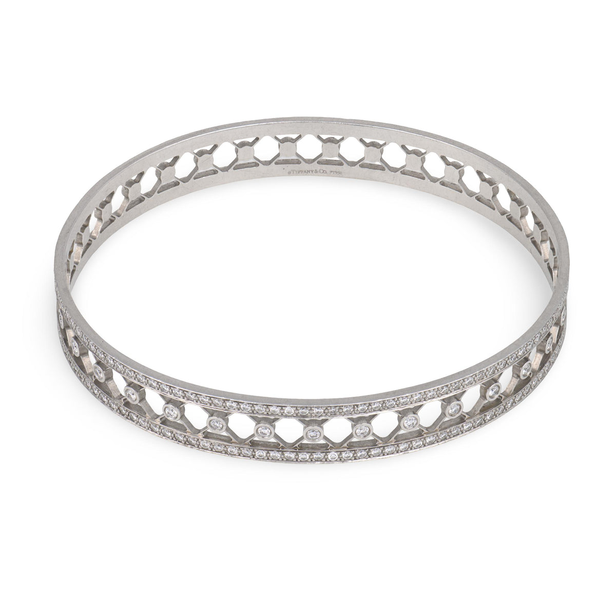 TIFFANY & CO. Estate Platinum Diamond "Voile" Bangle