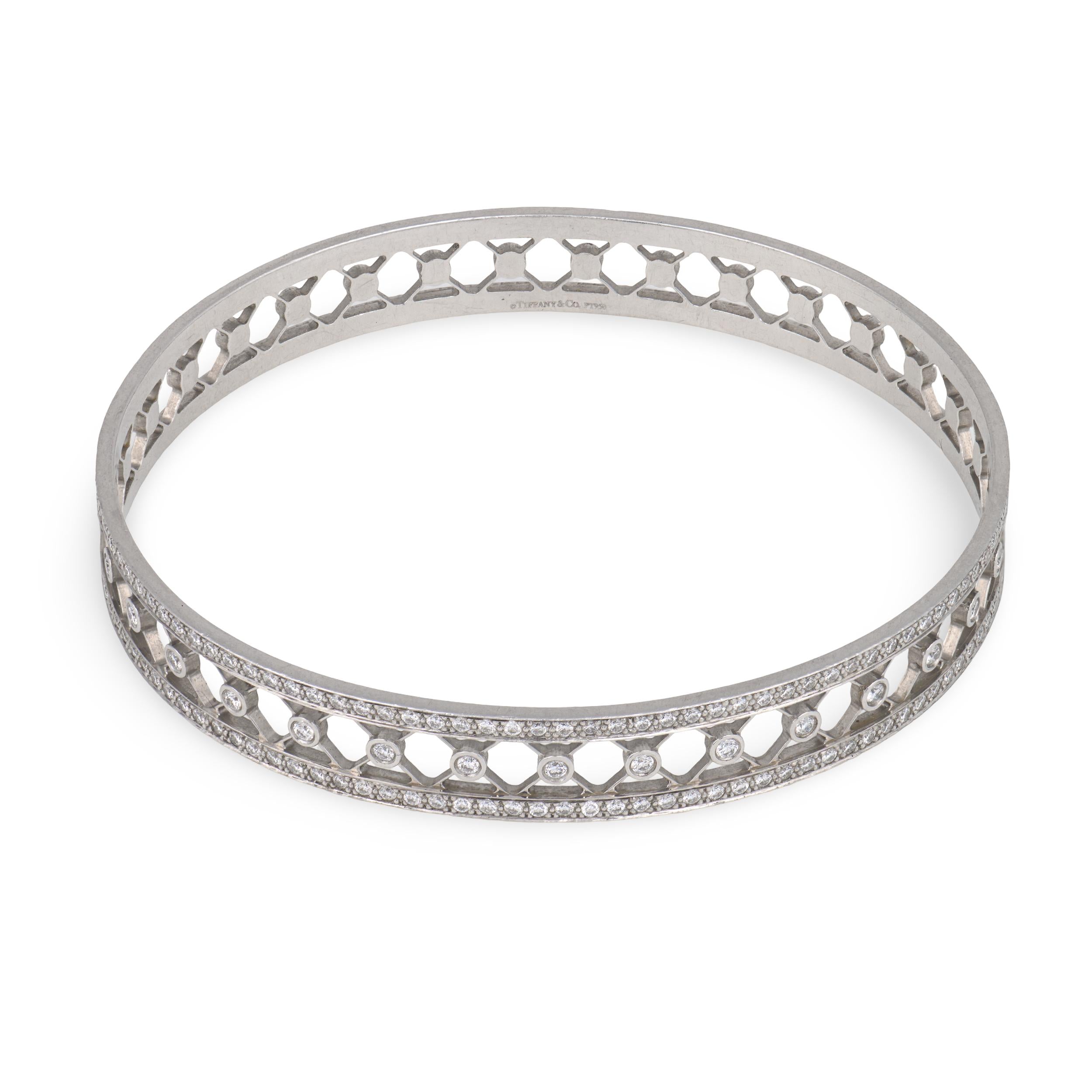 TIFFANY & CO. Estate Platinum Diamond "Voile" Bangle