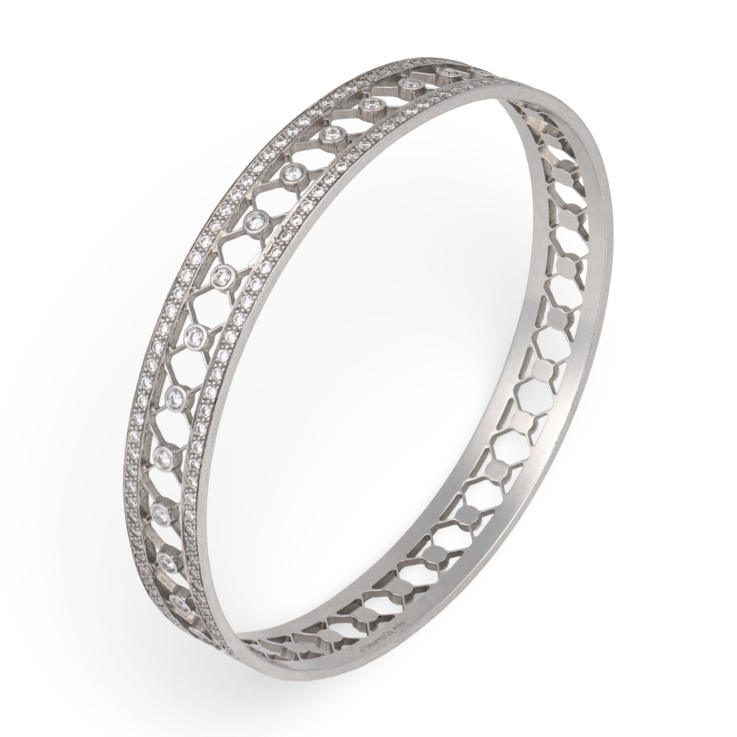 TIFFANY & CO. Estate Platinum Diamond "Voile" Bangle