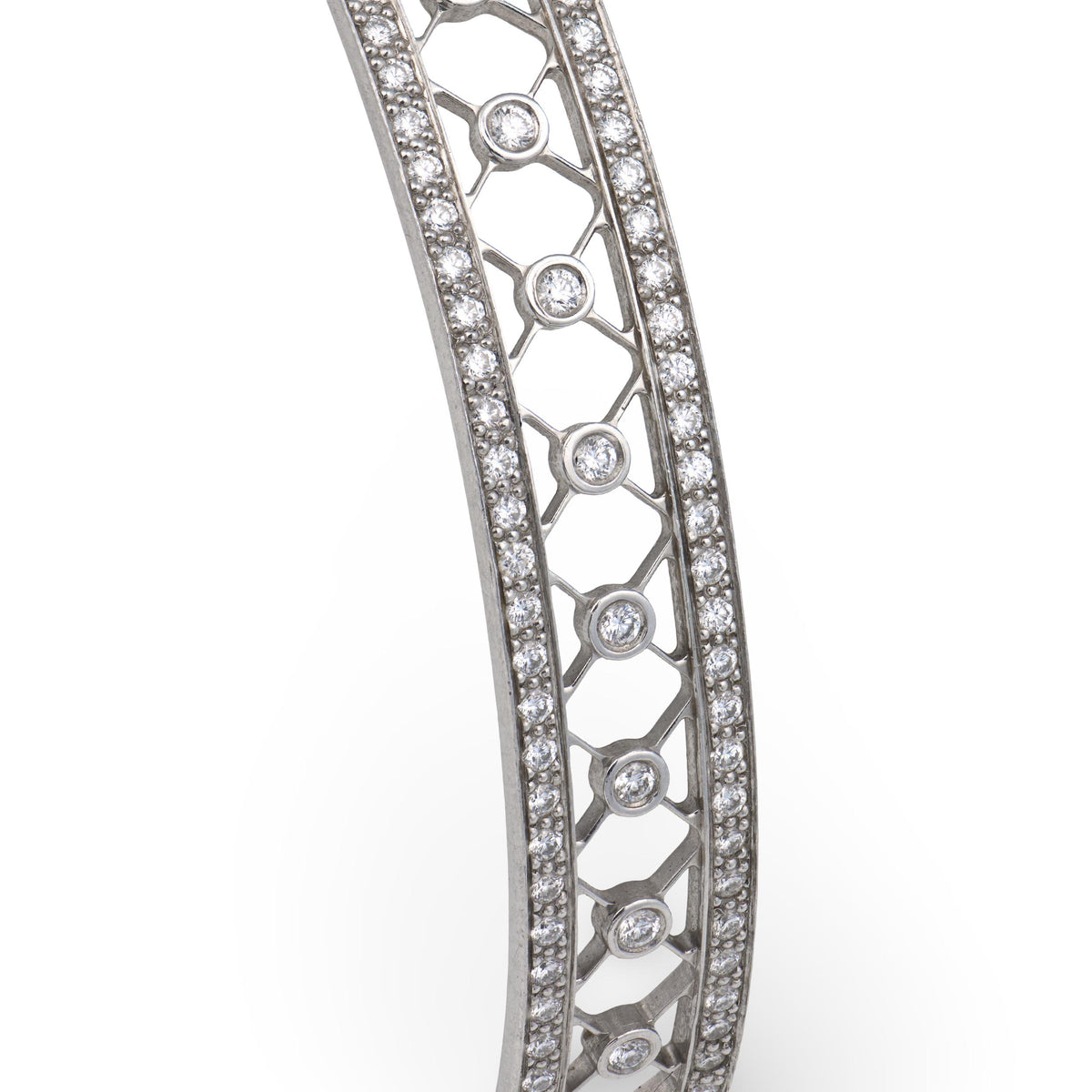 TIFFANY & CO. Estate Platinum Diamond "Voile" Bangle