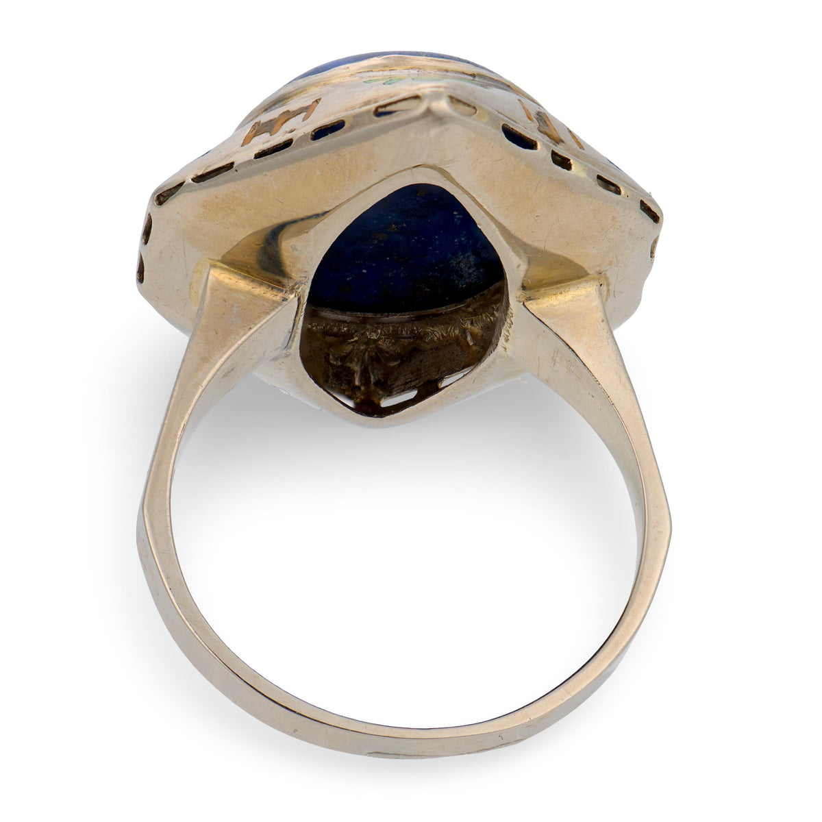Art Deco 14k Lapis & Enamel Ring